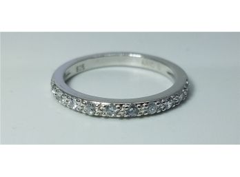 Vintage Sterling Silver Size 8 Anniversary Ring With 10 CZ Stones Around The Front.