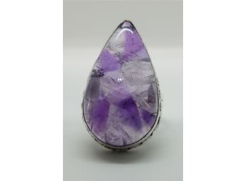 Huge Size 8 Amethyst Lace Teardrop Stone In 925 Sterling Silver Plate