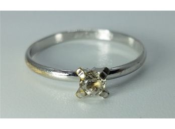 Vintage 18K HGE White Gold Plate Size 9 1/2 Engagement Ring With CZ