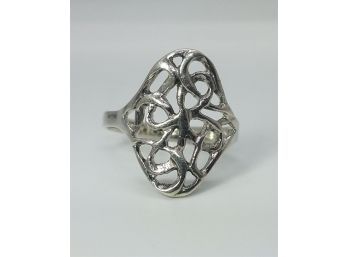 Lovely Large Faced Vintage Sterling Silver Intertwined Vine Style Ring Size 8