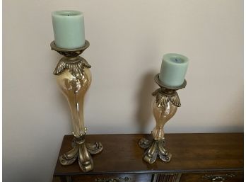 Decorative Blown Glass Pillar Candleholders