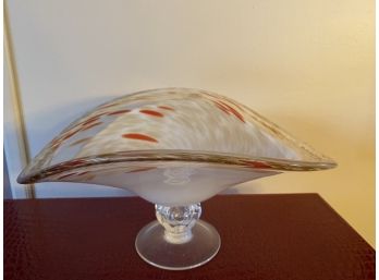 Murano Swirl Art Glass Footed Bowl