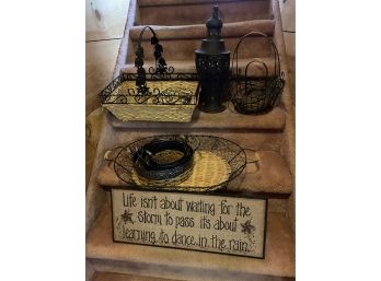 Assortment Of Baskets, Trays And Decor