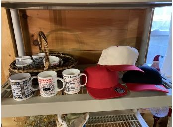 An Assortment Of Mens Items - Fishing, Hunting And Hats
