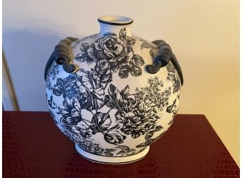 Black Toile Decorative Floral Vase