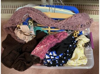 Assortment Of Ladies Scarves And Hangers -  Container NOT Included