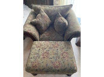 Comfy Chenille Floral Club Chair And Ottoman