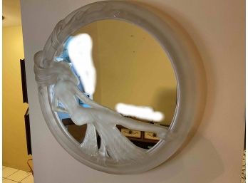 Vintage Art Deco Lucite Hanging Wall Mirror Lady In Hat