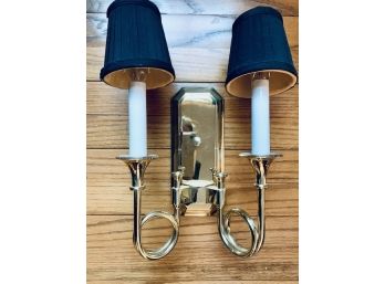 Pair Of Brass Finish Wall Sconces  (LOC: FFD- J)