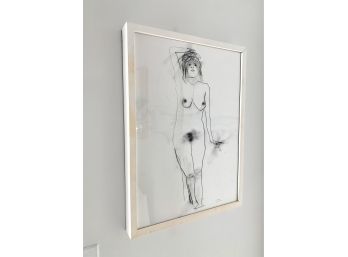 Nude Study / Framed Graphite  Charcoal Drawing (LOC:W)