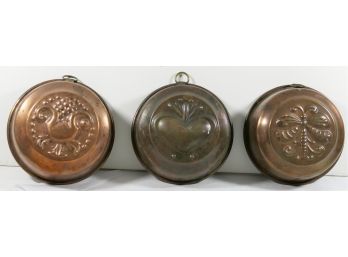 Set Of 3 Antique Copper Plated Desert Molds