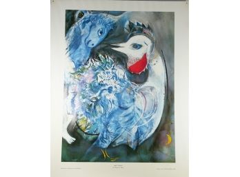 Vintage Large Marc Chagall Poster - Les Plumes En Fleurs