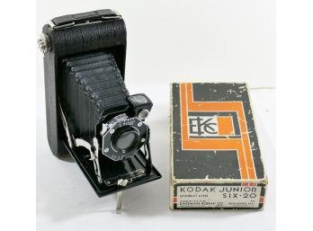 Antique  Kodak Pocket Folding Bellows Camera - Kodak Junior Six-20 With Box