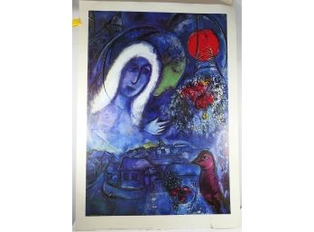 Vintage Large Marc Chagall Poster - Le Champ De Mars - 1974 London Printing