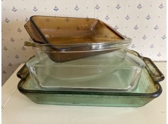 Assortment Of Glass Baking Dishes Pyrex Rectangle, Round, Square And Big Rectangle