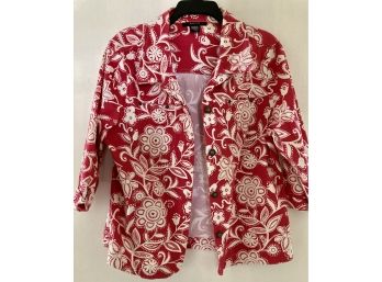 Pink And White Denim Style Jacket By Kaktus XL