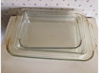 3 Clear Glass Baking Dishes Vintage  Payrex