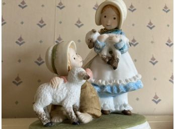 Holly Hobbie 2 Little Girls With 2 Little Lambs So Cute