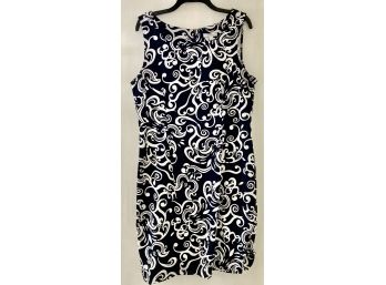 Pretty Dark Blue And White Dress 'dressbarn' Size 16