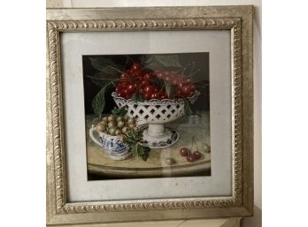 Framed Print Of Cherries And A Bowl Of Quince Nice Frame