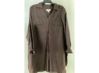 Brown Talbots Over Sized Shirt 100 Percent Linen