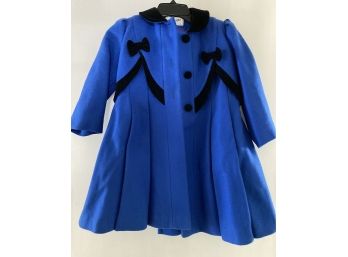 Rothschild Heavy Blue Wool Coat With Matching Hat Very Nice! Size 6 Childs