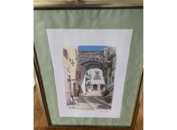 Mario Cuppa Water Color Print Pencil Signed Framed