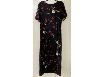 Pretty Sag Harbor Dress Black With Red Flowers