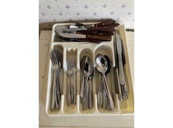 Mixed Silverware With Tray