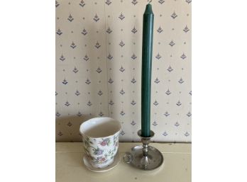 Pretty Little Flower Cup With A Candle In A Holder