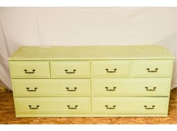 Wooden Apple Green Dresser With A Floral Design On One Side