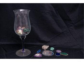 Glass Vessel With Geodes And Crystals