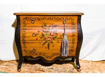 Painted Bombe Chest With Floral Stencils