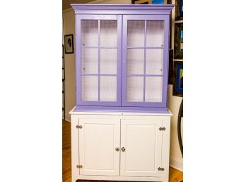 White & Lavender Two Piece Hutch