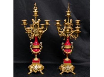 Pair Of Antique Baroque Italian Brevettato Imperial Candelabras