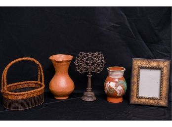 Vases Picture Frame And Rustic Metalic Decor Piece