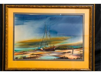 Framed Painting Signed A. Shemroske Sailboat