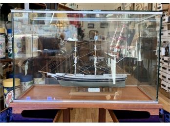 Vintage Handmade Model Ship In Glass Case Boston Mass. Sovereign Of The Seas