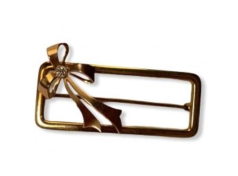 14k Gold & Diamond Brooch With Bow