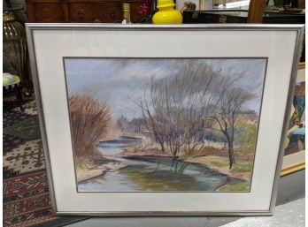 Stunning,  Framed Pastel Painting By Jane Ecclis 1988  Renewal - Stoney Brook'