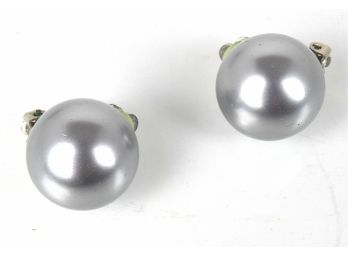 Large Grey Faux Pearl Earrings
