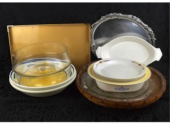 Large Grouping Of Serving Bowls, Trays And Platters