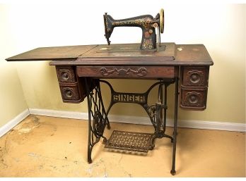 Beautifully Detailed Antique Singer Sewing Table
