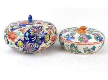 Pair Chinese Glazed Porcelain Squash Gourd Vessels