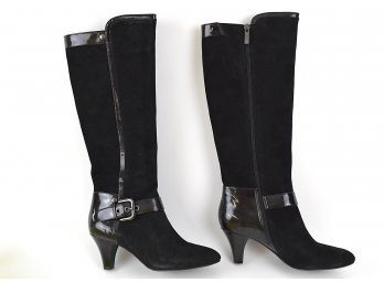 Joan And David Black Suede And Leather High-heeled Boots