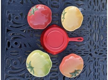 Ceramic William Sonoma Dishes And Small Ceramic Red Pan