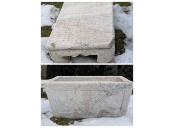 Very Very Heavy Marble Planter With Matching Stand