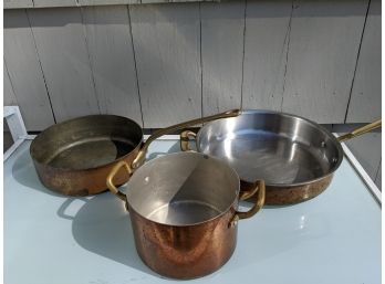 Three Copper Pots Without Tops