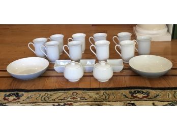 Coffee Cup Set With Blue Bottomed Bowls From England