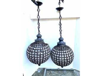 2 Spherical Hanging  Chandeliers Never Used Still With Tags $475.00 Each.